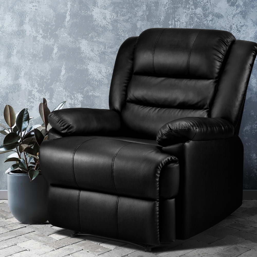Artiss Recliner Armchair Luxury Leather Black