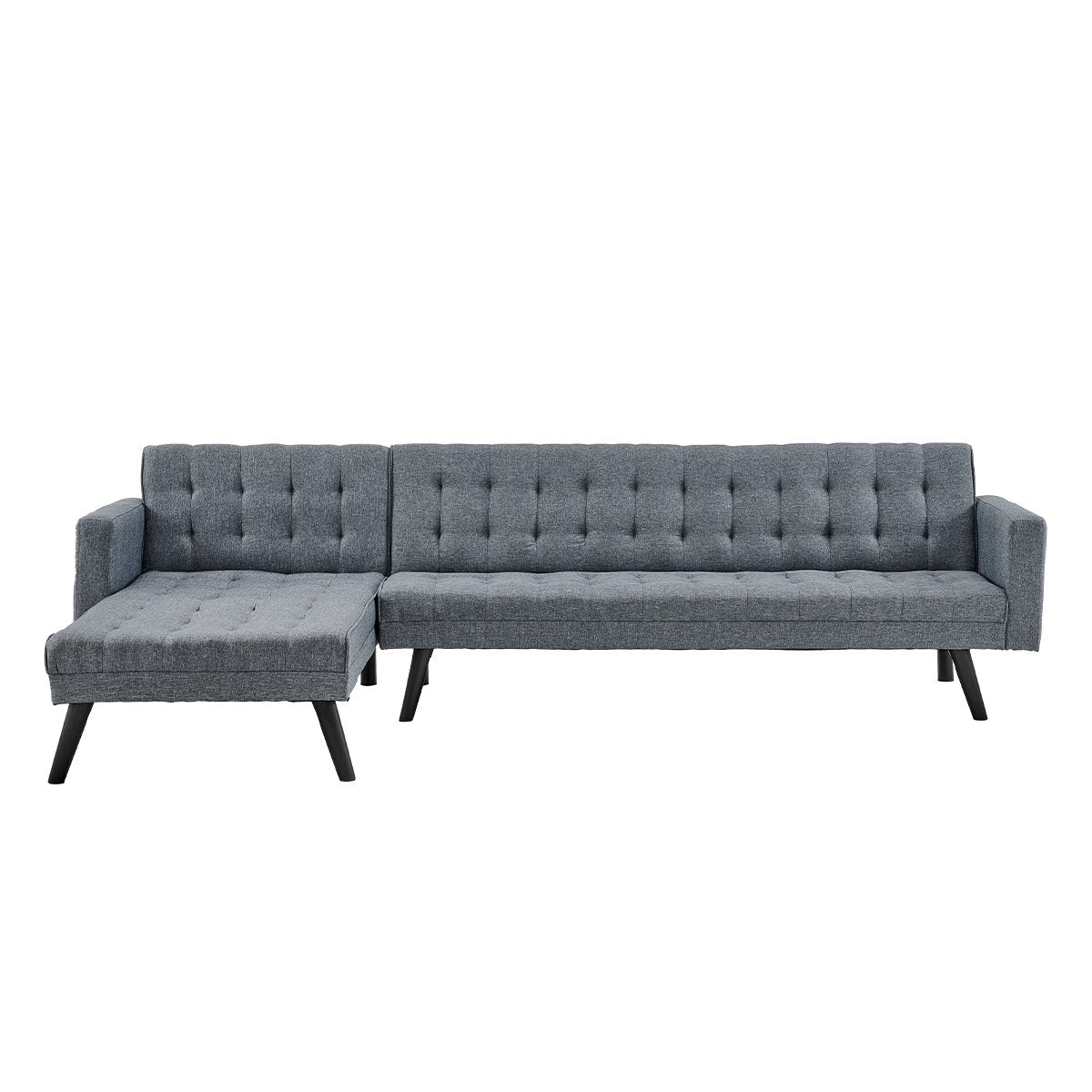 Sarantino 3-Seater Corner Wooden Sofa Bed Lounge Chaise Sofa Grey