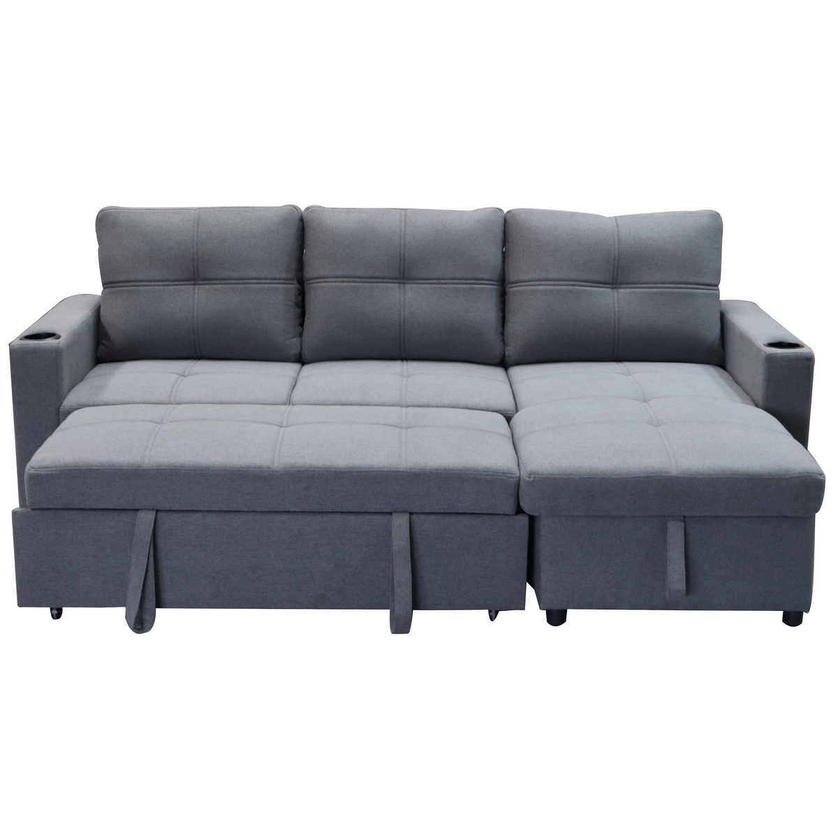 Georgia Sofa Bed Couch Lounge Modular Corner 3 Seat Rev - Dark Grey