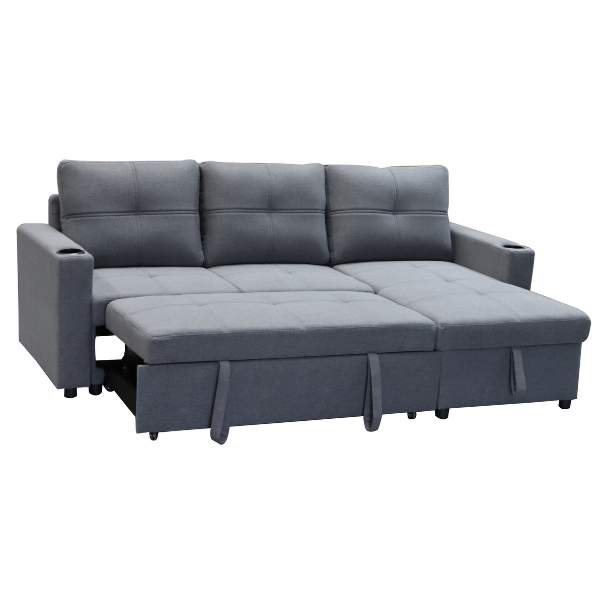 Georgia Sofa Bed Couch Lounge Modular Corner 3 Seat Rev - Dark Grey