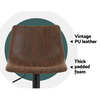 Artiss 2x Bar Stools Vintage Swivel Gas Lift Brown