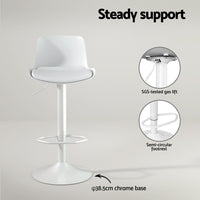 Artiss Bar Stools Kitchen Swivel Gas Lift Stool Leather Dining Chairs White x2
