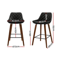 Artiss 2x Bar Stools PU Seat Wooden