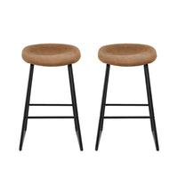 Artiss 2x Bar Stools Kitchen Dining Chairs Counter Stool PU Leather Metal Brown