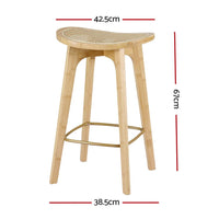 Artiss 2x Bar Stools Bamboo Rattan Stool Counter Chair Kitchen Barstools