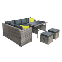 Gardeon Outdoor Dining Set Aluminum Table Chairs Wicker Setting Grey