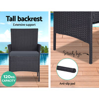 Gardeon 4 Seater Outdoor Sofa Set Wicker Setting Table Chair Furniture Dark Grey