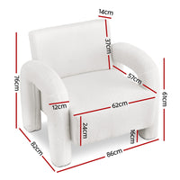 Artiss Armchair Accent Chair Lounge Sofa Couch Curved Seat Boucle White