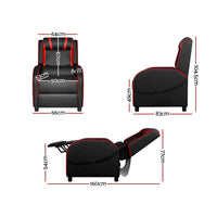 Artiss Recliner Chair Gaming Racing Leather Black