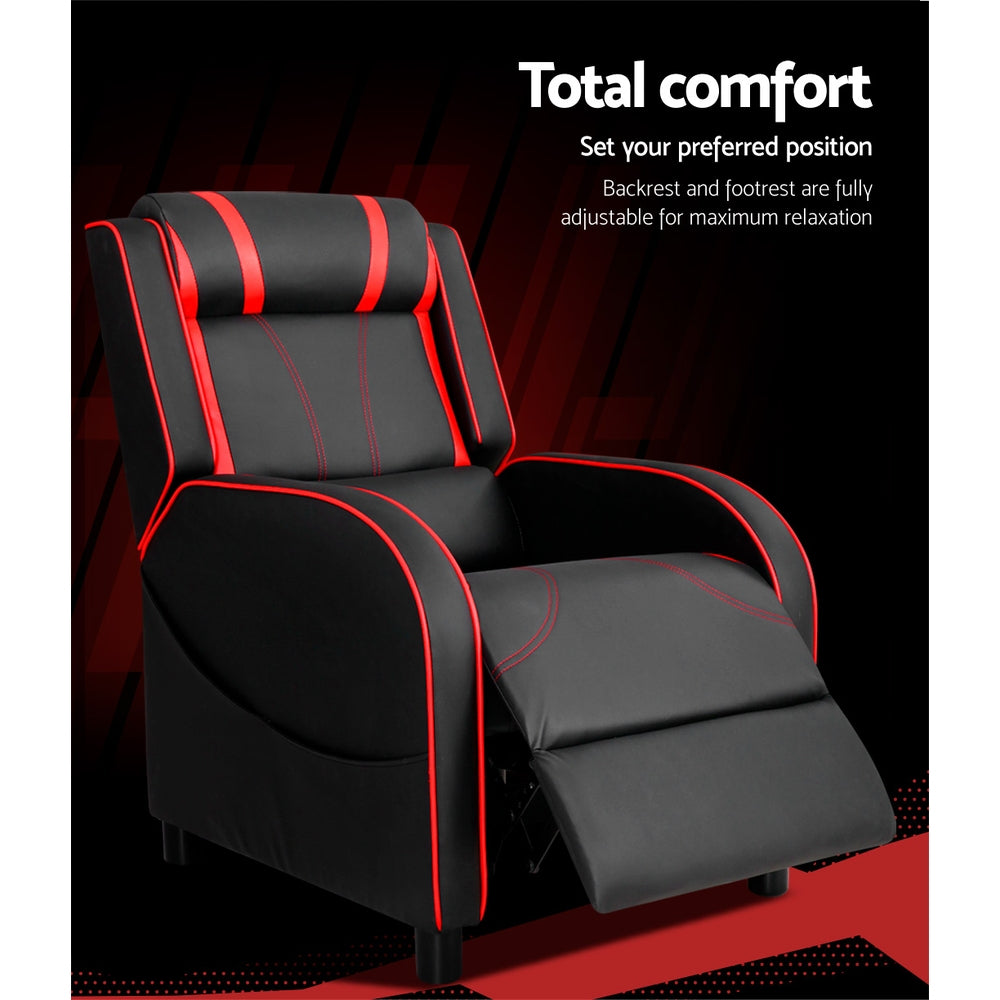 Artiss Recliner Chair Gaming Racing Leather Black