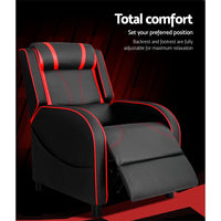 Artiss Recliner Chair Gaming Racing Leather Black