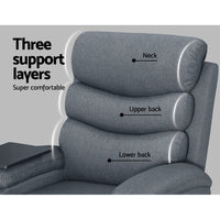 Lounge HQ Recliner Chair Lounge Sofa Armchair Chairs Couch Fabric Grey Tray Table