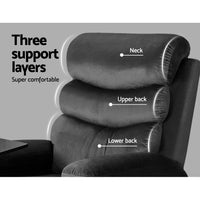 Artiss Recliner Chair Armchair Lounge Sofa Chairs Couch Velvet Grey Tray Table
