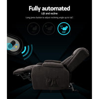 Artiss Electric Recliner Chair Lift Heated Massage Chairs Fabric Lounge Sofa