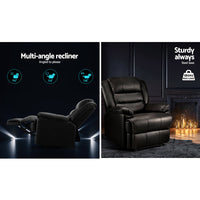 Artiss Recliner  Armchair Luxury Leather Black