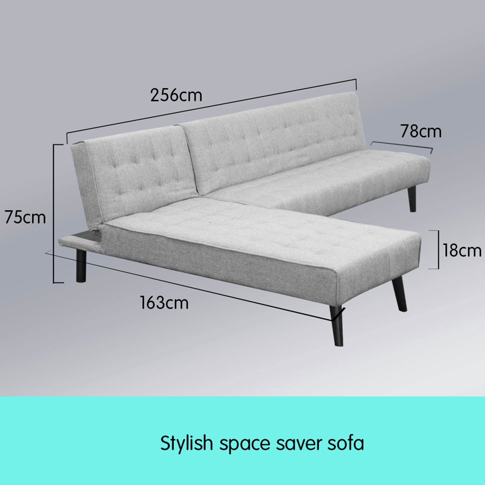 Sarantino 3-seater Corner Sofa Bed With Lounge Chaise Couch Furniture Light Grey