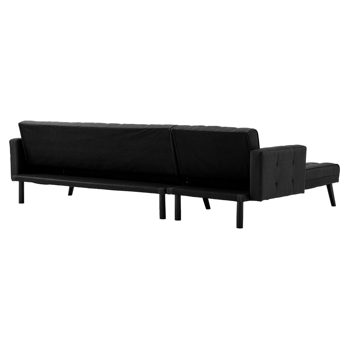 Sarantino 3-Seater Corner Wooden Sofa Bed Lounge Chaise Sofa Black