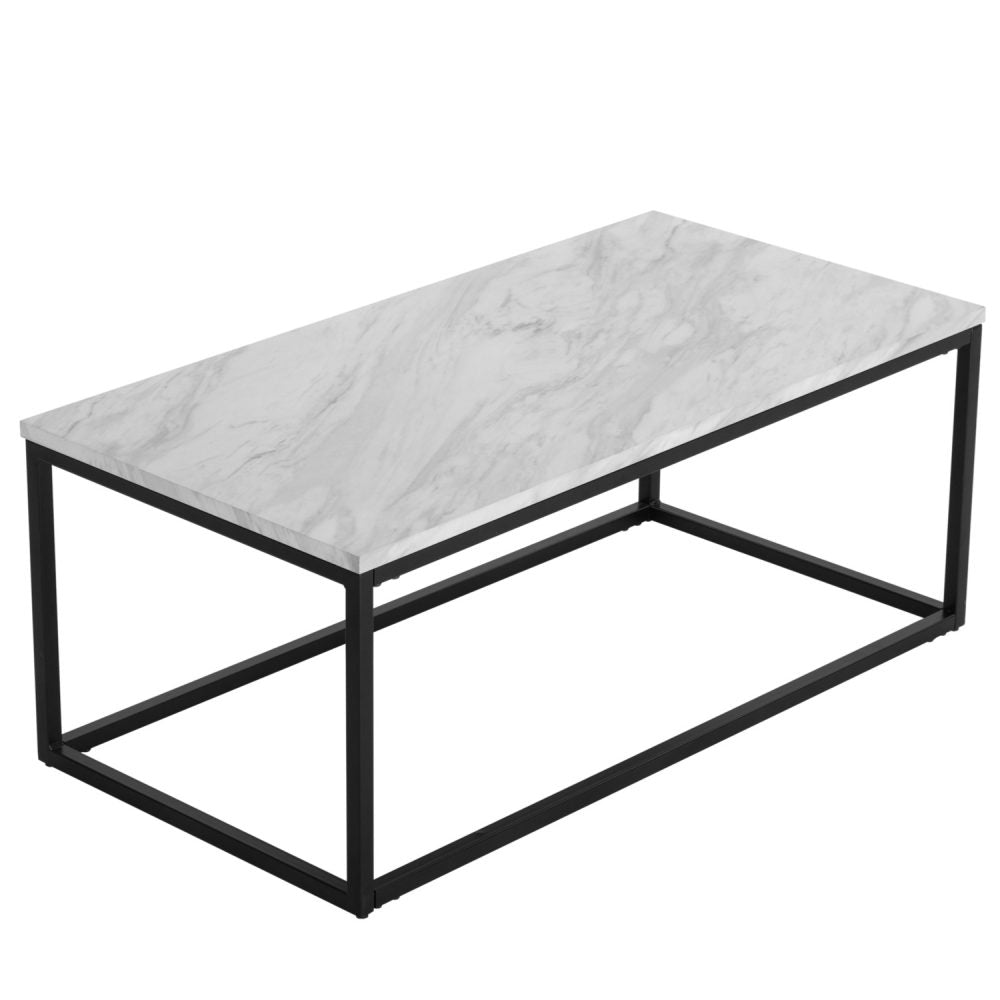 Industrial Style Marble Effect Rectangular Coffee Table