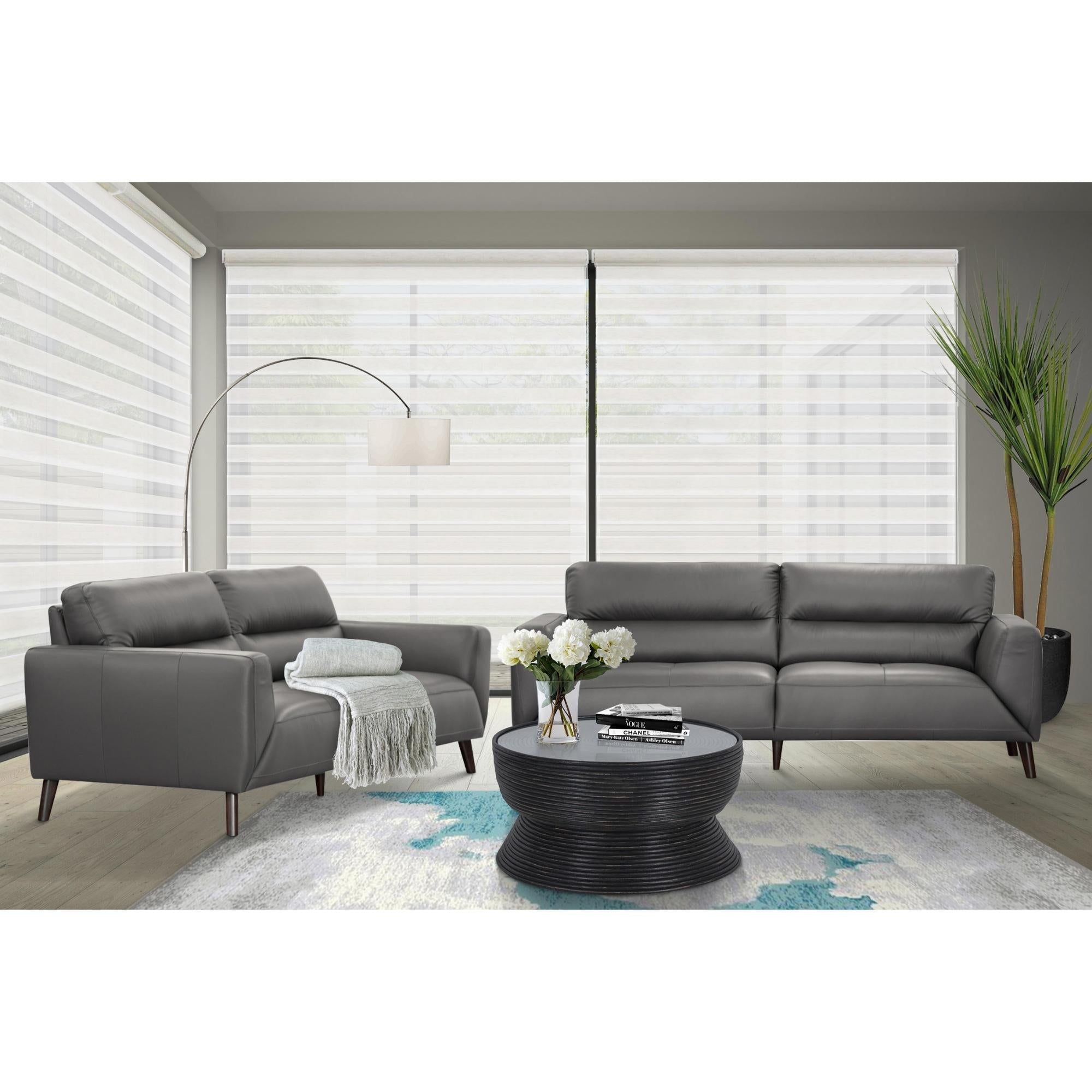 Downy  Genuine Leather Sofa 2 Seater Upholstered Lounge Couch - Gunmetal