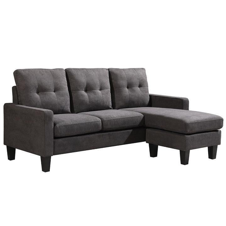 Oslo Sofa Couch Lounge Suite Reversible Corner 3 Seater Set - Dark Grey Linen