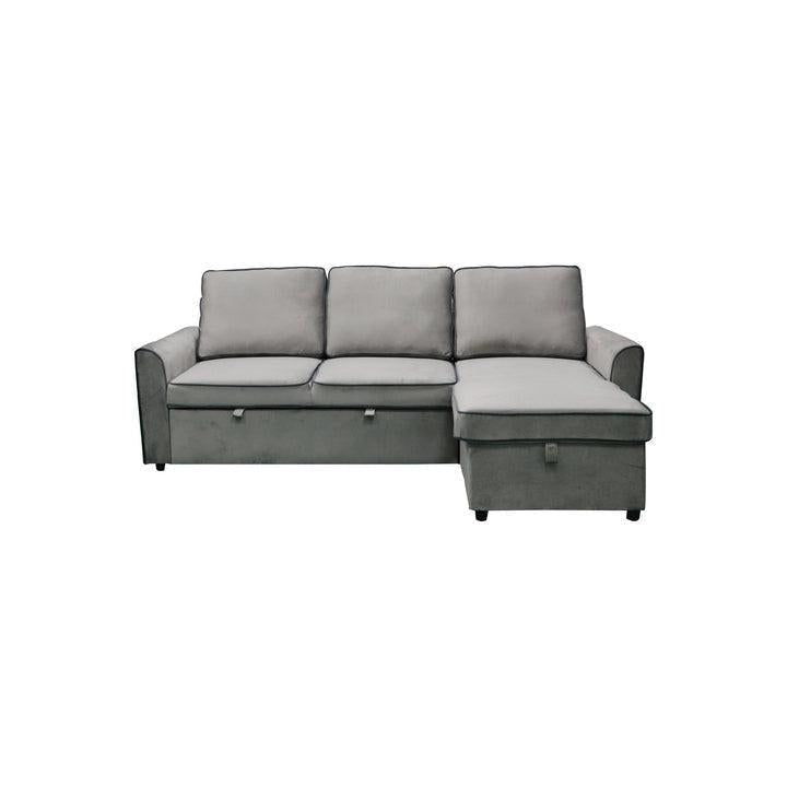 Santa-Fe Rev Sofa Bed 3 Seat Set Sect Couch Lounge With Piping - Light Grey