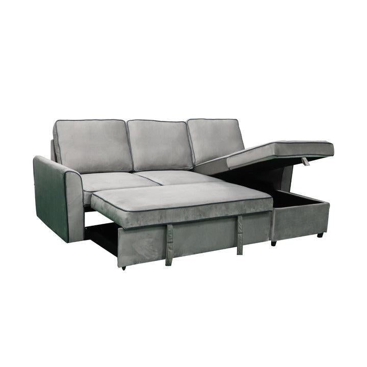 Santa-Fe Rev Sofa Bed 3 Seat Set Sect Couch Lounge With Piping - Light Grey