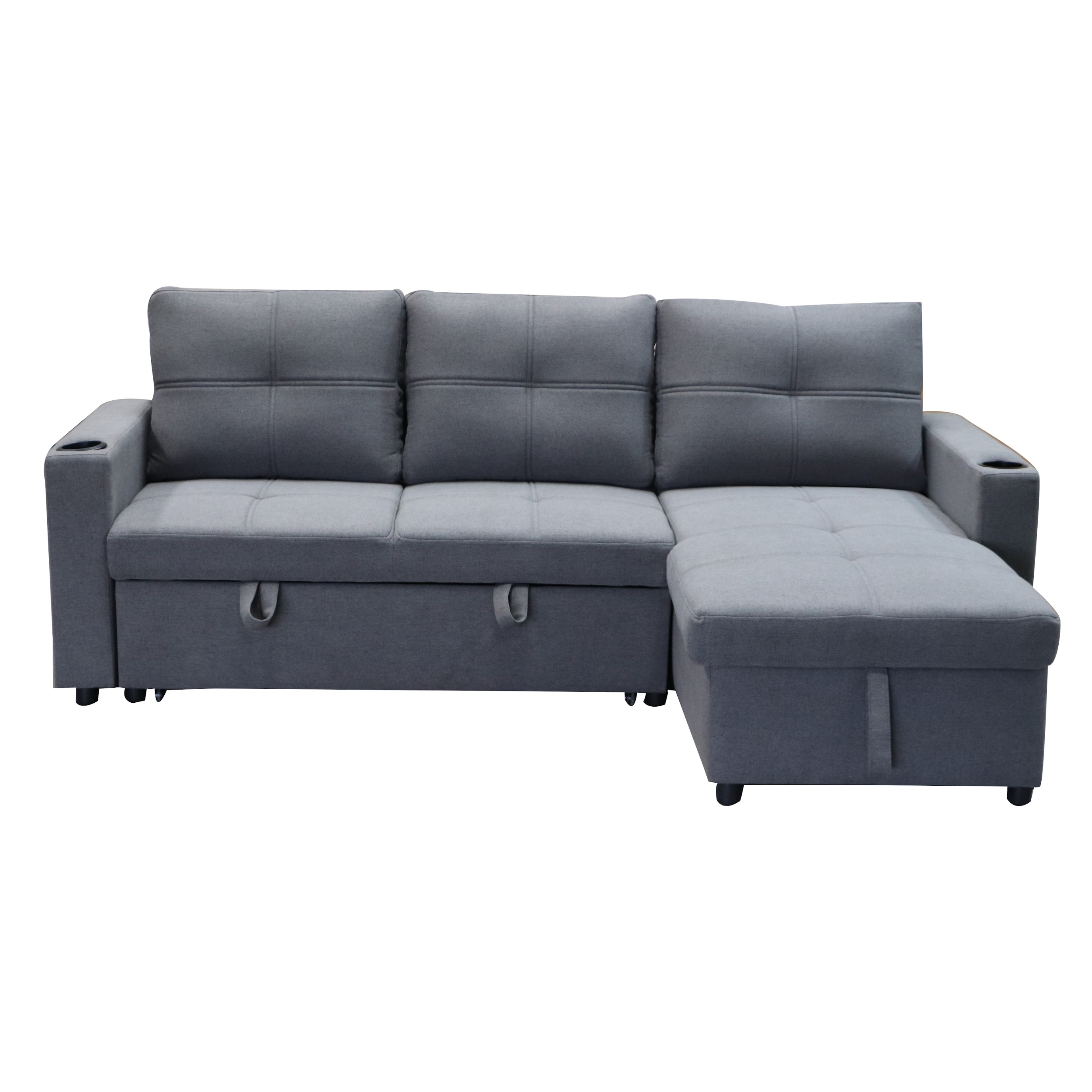 Georgia Sofa Bed Couch Lounge Modular Corner 3 Seat Rev - Dark Grey