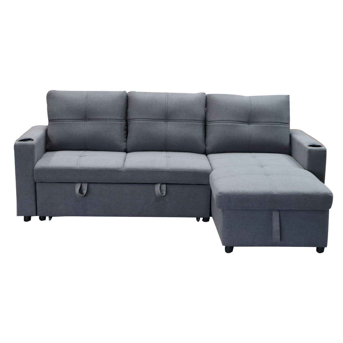 Georgia Sofa Bed Couch Lounge Modular Corner 3 Seat Rev - Dark Grey