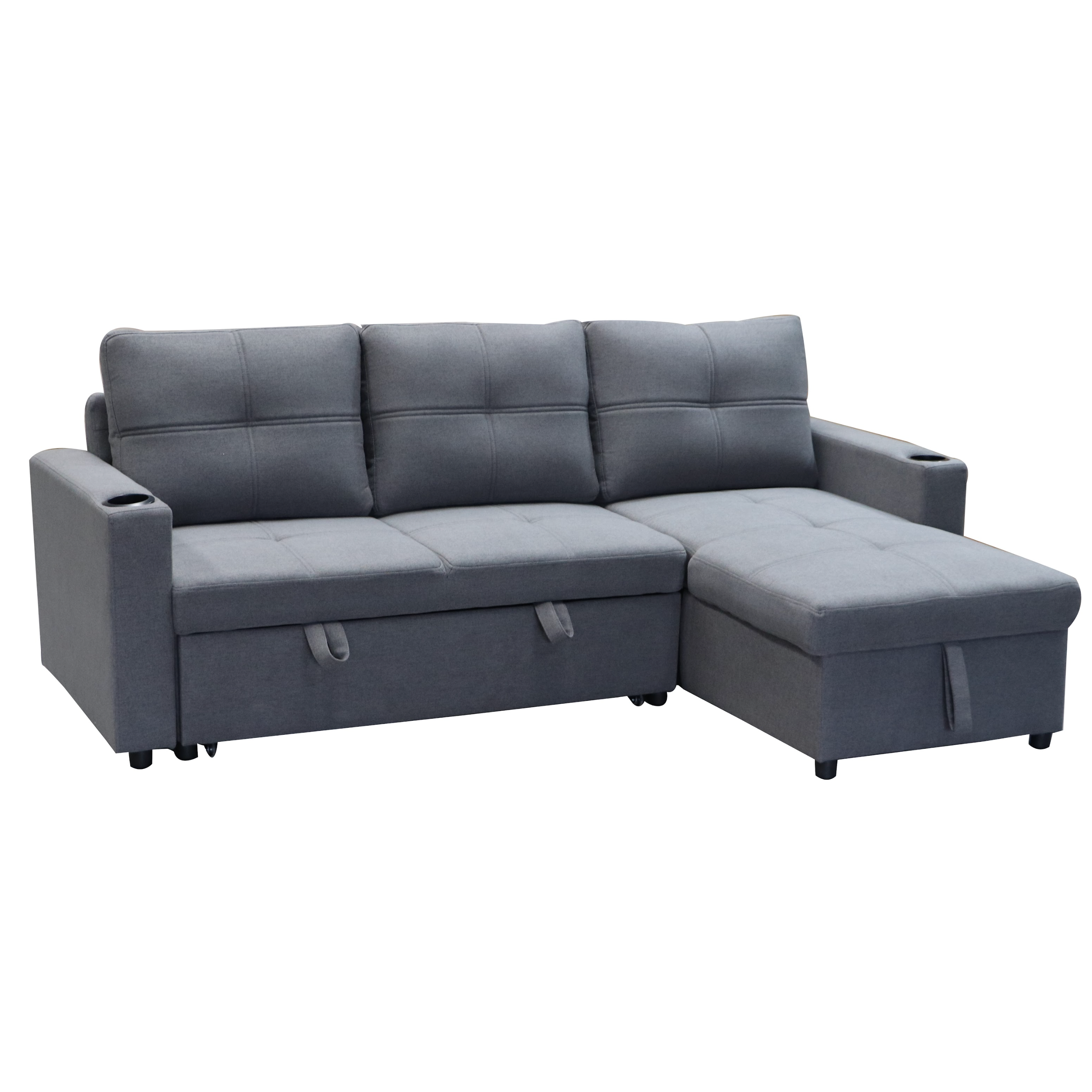 Georgia Sofa Bed Couch Lounge Modular Corner 3 Seat Rev - Dark Grey