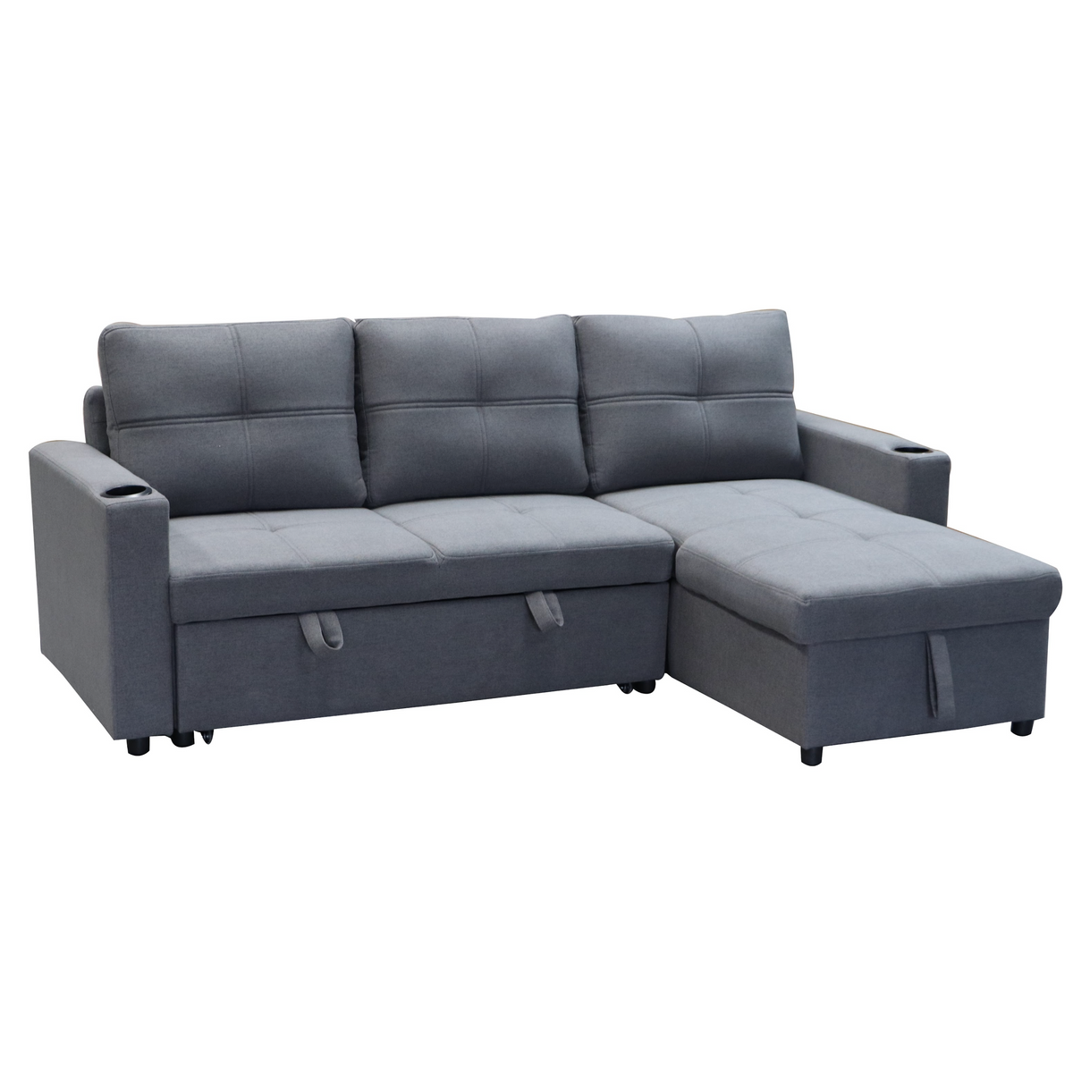 Georgia Sofa Bed Couch Lounge Modular Corner 3 Seat Rev - Dark Grey