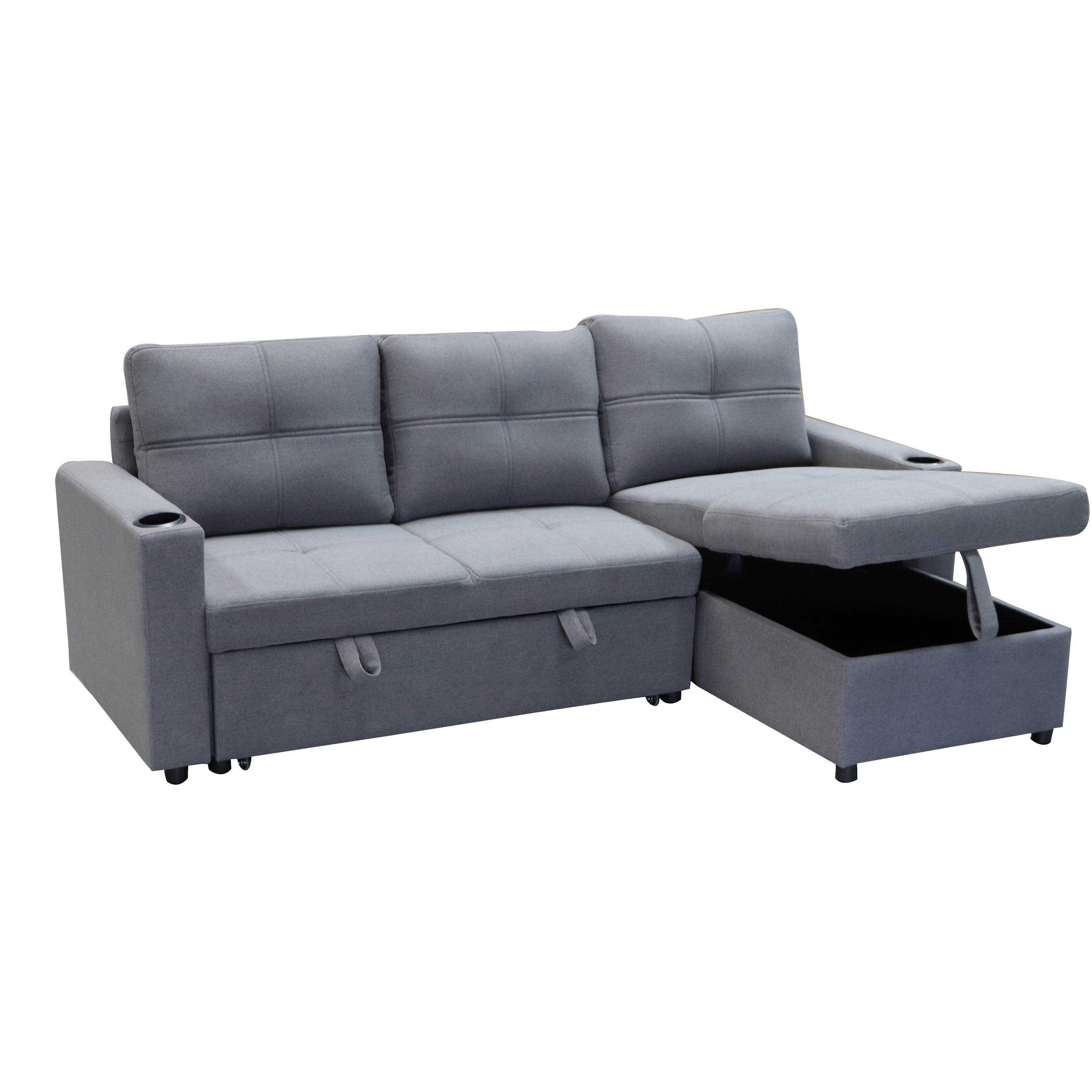 Georgia Sofa Bed Couch Lounge Modular Corner 3 Seat Rev - Dark Grey