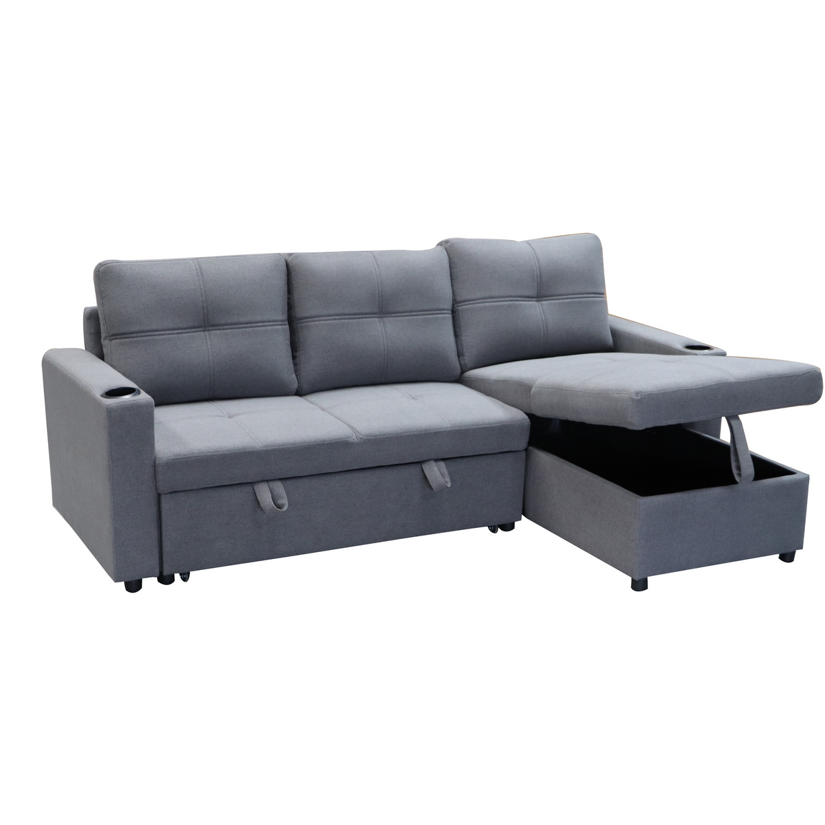 Georgia Sofa Bed Couch Lounge Modular Corner 3 Seat Rev - Dark Grey