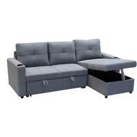 Georgia Sofa Bed Couch Lounge Modular Corner 3 Seat Rev - Dark Grey