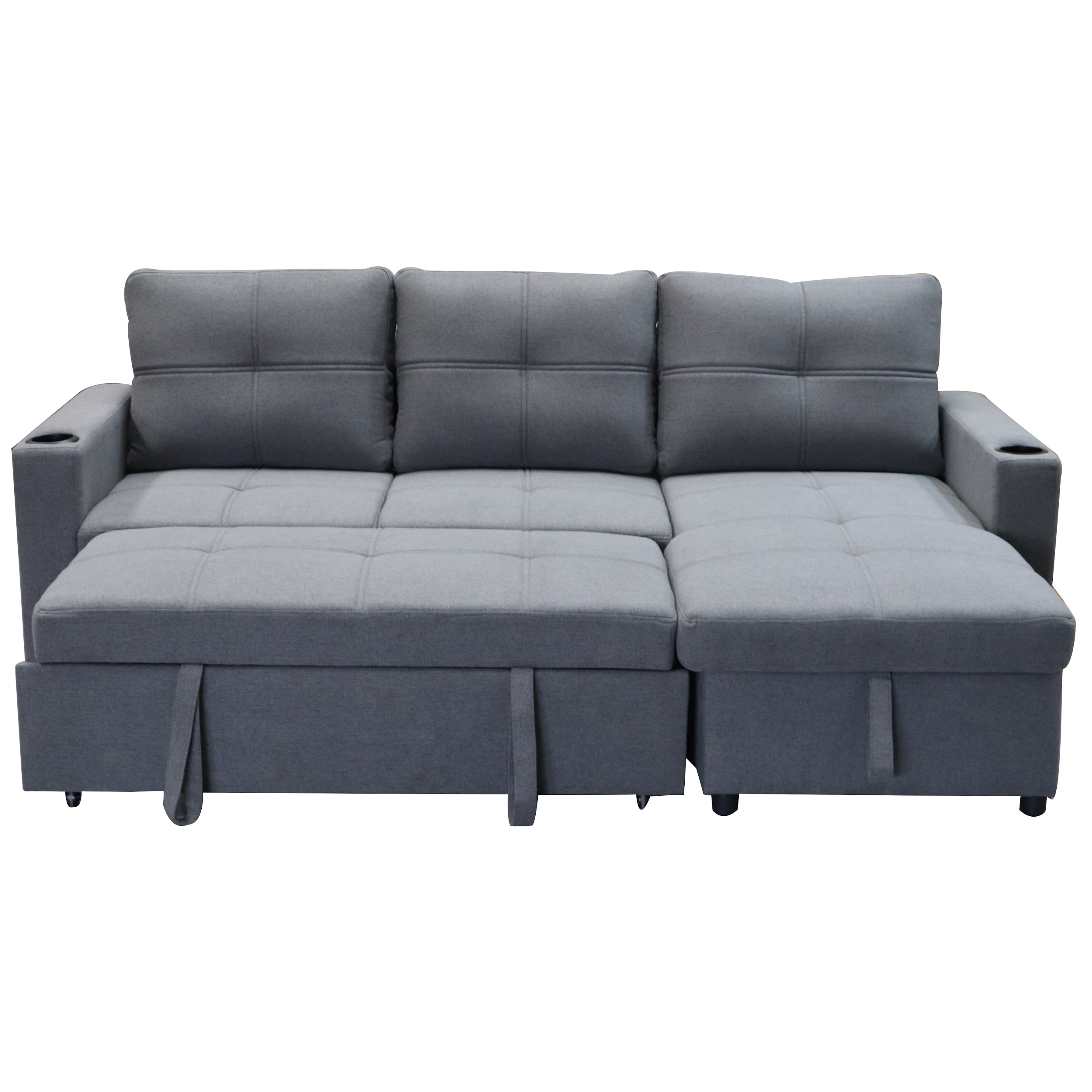 Georgia Sofa Bed Couch Lounge Modular Corner 3 Seat Rev - Dark Grey