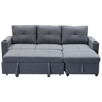 Georgia Sofa Bed Couch Lounge Modular Corner 3 Seat Rev - Dark Grey