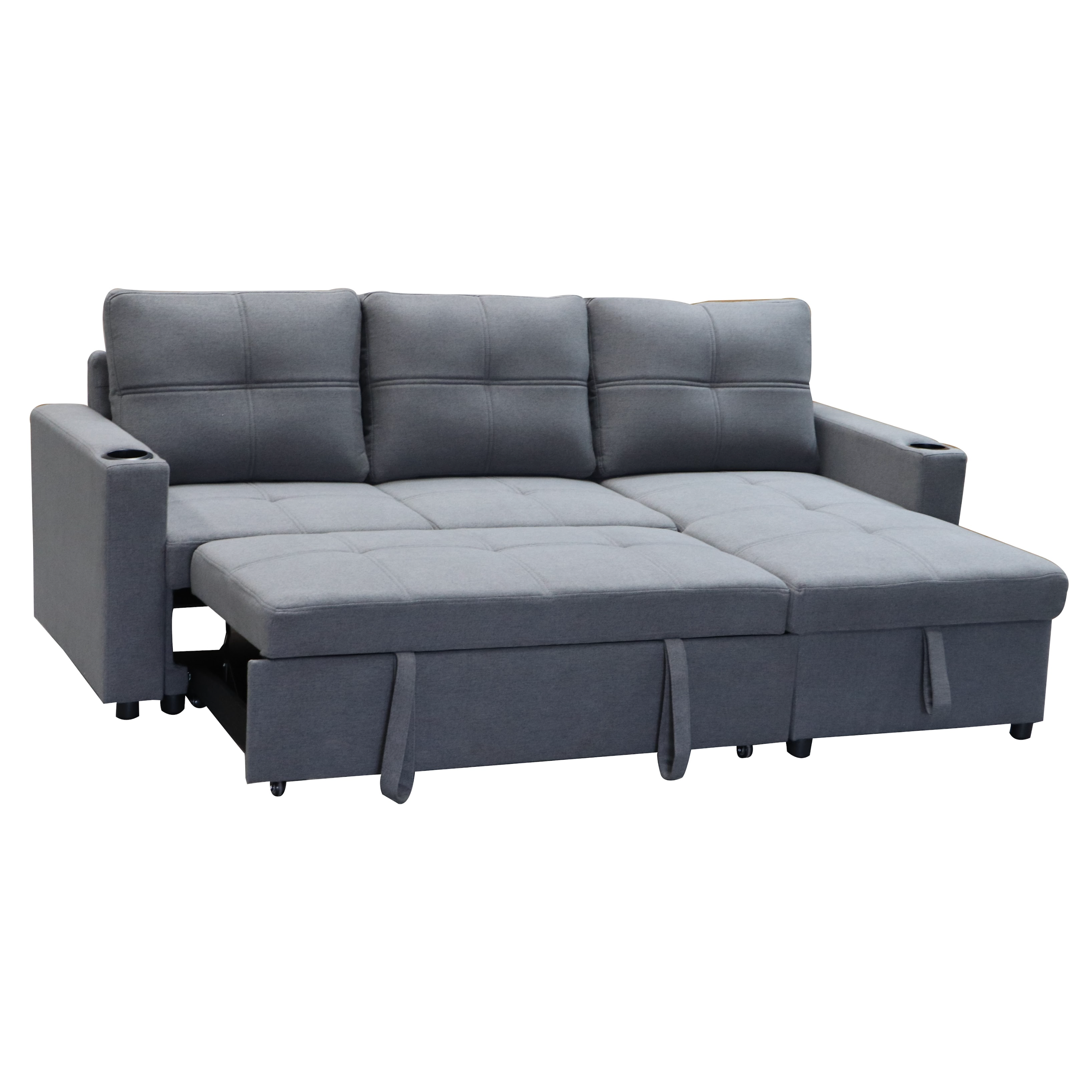 Georgia Sofa Bed Couch Lounge Modular Corner 3 Seat Rev - Dark Grey