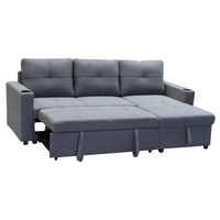 Georgia Sofa Bed Couch Lounge Modular Corner 3 Seat Rev - Dark Grey