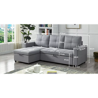 Georgia Sofa Bed Couch Lounge Modular Corner 3 Seat Rev - Light Grey