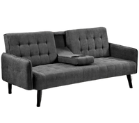 The New Yorker - Small Sofa Bed 3 Seat Lounge Set Sectional With Cup - Grey