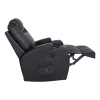 Black Massage Sofa Chair Recliner 360 Degree Swivel PU Leather Lounge 8 Point Heated