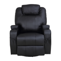 Black Massage Sofa Chair Recliner 360 Degree Swivel PU Leather Lounge 8 Point Heated
